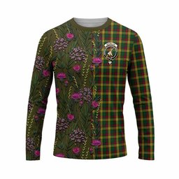 ScotsTee Shop Scottish MacMillan (McMillan) Family Crest Tartan T-shirt Scottish Thistle Flower Half Style