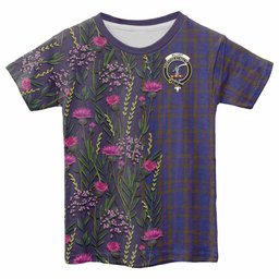 ScotsTee Shop Scottish Elliot Family Crest Tartan T-shirt Scottish Thistle Flower Half Style