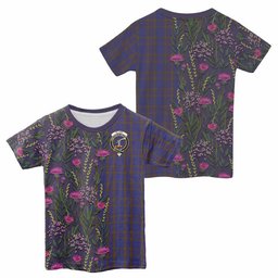 ScotsTee Shop Scottish Elliot Family Crest Tartan T-shirt Scottish Thistle Flower Half Style