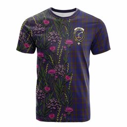ScotsTee Shop Scottish Elliot Family Crest Tartan T-shirt Scottish Thistle Flower Half Style
