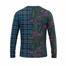 ScotsTee Shop Scottish MacCorquodale (McCorquodale) Family Crest Tartan T-shirt Scottish Thistle Flower Half Style