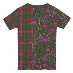 ScotsTee Shop Scottish MacCulloch (McCulloch) Family Crest Tartan T-shirt Scottish Thistle Flower Half Style
