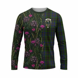ScotsTee Shop Scottish MacInnes (McInnes) Family Crest Tartan T-shirt Scottish Thistle Flower Half Style