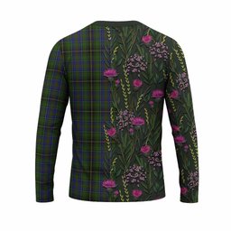 ScotsTee Shop Scottish MacInnes (McInnes) Family Crest Tartan T-shirt Scottish Thistle Flower Half Style