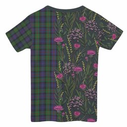 ScotsTee Shop Scottish Murray Family Crest Tartan T-shirt Scottish Thistle Flower Half Style