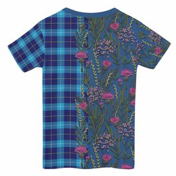 ScotsTee Shop Scottish McKerrell Family Crest Tartan T-shirt Scottish Thistle Flower Half Style