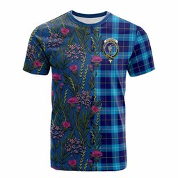 ScotsTee Shop Scottish McKerrell Family Crest Tartan T-shirt Scottish Thistle Flower Half Style