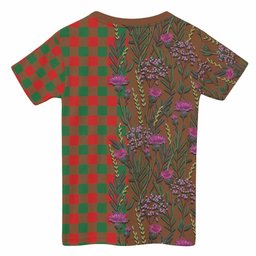 ScotsTee Shop Scottish Moncrieff (Moncreiffe) Family Crest Tartan T-shirt Scottish Thistle Flower Half Style
