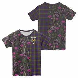 ScotsTee Shop Scottish Durie Family Crest Tartan T-shirt Scottish Thistle Flower Half Style