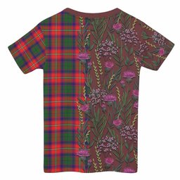 ScotsTee Shop Scottish Hopkirk Family Crest Tartan T-shirt Scottish Thistle Flower Half Style