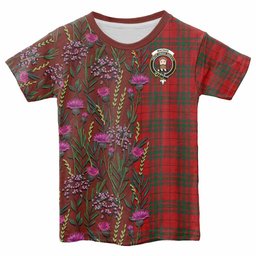 ScotsTee Shop Scottish MacNab (McNab) Family Crest Tartan T-shirt Scottish Thistle Flower Half Style