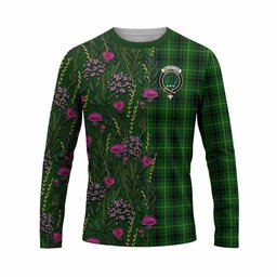 ScotsTee Shop Scottish MacArthur (McArthur) Family Crest Tartan T-shirt Scottish Thistle Flower Half Style