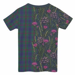 ScotsTee Shop Scottish Laurie Family Crest Tartan T-shirt Scottish Thistle Flower Half Style