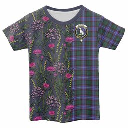 ScotsTee Shop Scottish Hunter (Hunterston) Family Crest Tartan T-shirt Scottish Thistle Flower Half Style