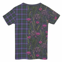 ScotsTee Shop Scottish Hunter (Hunterston) Family Crest Tartan T-shirt Scottish Thistle Flower Half Style