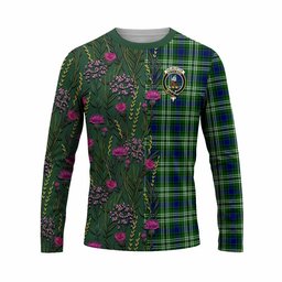 ScotsTee Shop Scottish Haliburton Family Crest Tartan T-shirt Scottish Thistle Flower Half Style