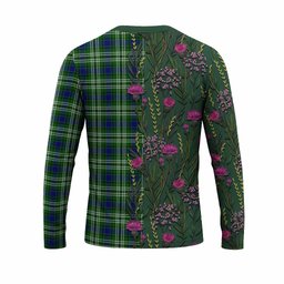 ScotsTee Shop Scottish Haliburton Family Crest Tartan T-shirt Scottish Thistle Flower Half Style