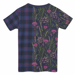 ScotsTee Shop Scottish Morgan Family Crest Tartan T-shirt Scottish Thistle Flower Half Style