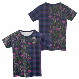 ScotsTee Shop Scottish Morgan Family Crest Tartan T-shirt Scottish Thistle Flower Half Style