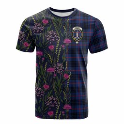 ScotsTee Shop Scottish Morgan Family Crest Tartan T-shirt Scottish Thistle Flower Half Style