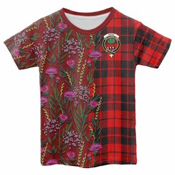 ScotsTee Shop Scottish Hogg (Hog) Family Crest Tartan T-shirt Scottish Thistle Flower Half Style