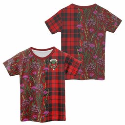 ScotsTee Shop Scottish Hogg (Hog) Family Crest Tartan T-shirt Scottish Thistle Flower Half Style
