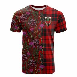 ScotsTee Shop Scottish Hogg (Hog) Family Crest Tartan T-shirt Scottish Thistle Flower Half Style