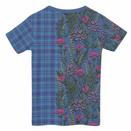 ScotsTee Shop Scottish Mercer Family Crest Tartan T-shirt Scottish Thistle Flower Half Style