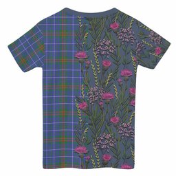ScotsTee Shop Scottish Edmonstone Family Crest Tartan T-shirt Scottish Thistle Flower Half Style