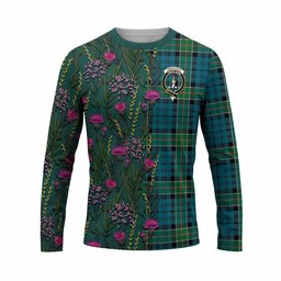 ScotsTee Shop Scottish Kirkpatrick Family Crest Tartan T-shirt Scottish Thistle Flower Half Style