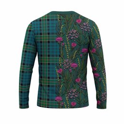 ScotsTee Shop Scottish Kirkpatrick Family Crest Tartan T-shirt Scottish Thistle Flower Half Style