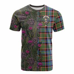 ScotsTee Shop Scottish Glass Family Crest Tartan T-shirt Scottish Thistle Flower Half Style