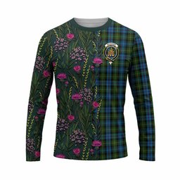 ScotsTee Shop Scottish Mackenzie (Mckenzie) Family Crest Tartan T-shirt Scottish Thistle Flower Half Style