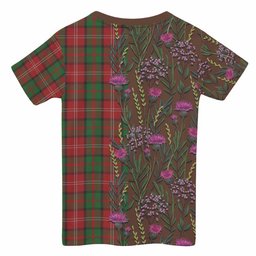 ScotsTee Shop Scottish Nesbitt (Nisbet) Family Crest Tartan T-shirt Scottish Thistle Flower Half Style