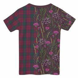 ScotsTee Shop Scottish Lindsay Family Crest Tartan T-shirt Scottish Thistle Flower Half Style