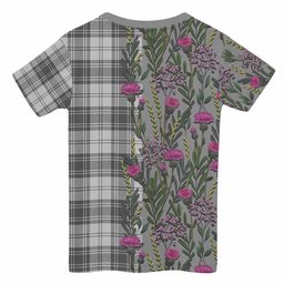 ScotsTee Shop Scottish Glendinning Family Crest Tartan T-shirt Scottish Thistle Flower Half Style