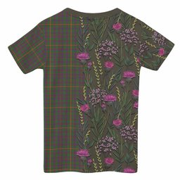 ScotsTee Shop Scottish Hall Family Crest Tartan T-shirt Scottish Thistle Flower Half Style