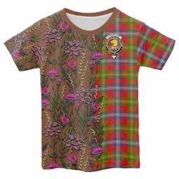 ScotsTee Shop Scottish Forrester (Foster) Family Crest Tartan T-shirt Scottish Thistle Flower Half Style