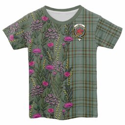 ScotsTee Shop Scottish Kelly Family Crest Tartan T-shirt Scottish Thistle Flower Half Style