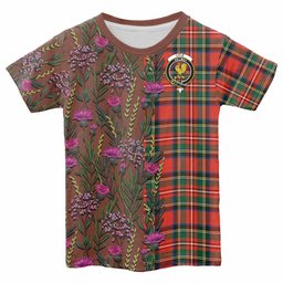 ScotsTee Shop Scottish Lyle Family Crest Tartan T-shirt Scottish Thistle Flower Half Style