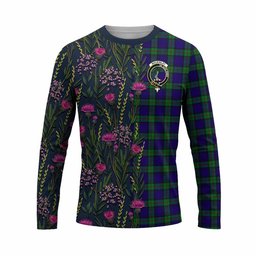 ScotsTee Shop Scottish MacKinlay (McKinlay) Family Crest Tartan T-shirt Scottish Thistle Flower Half Style