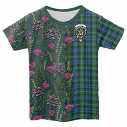 ScotsTee Shop Scottish Lyon Family Crest Tartan T-shirt Scottish Thistle Flower Half Style