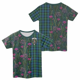 ScotsTee Shop Scottish Lyon Family Crest Tartan T-shirt Scottish Thistle Flower Half Style