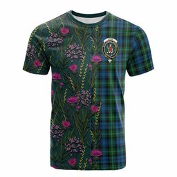 ScotsTee Shop Scottish Lyon Family Crest Tartan T-shirt Scottish Thistle Flower Half Style