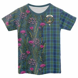 ScotsTee Shop Scottish Keith Family Crest Tartan T-shirt Scottish Thistle Flower Half Style