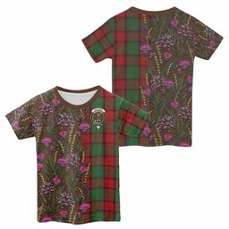 ScotsTee Shop Scottish MacPhail (McPhail) Family Crest Tartan T-shirt Scottish Thistle Flower Half Style