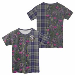 ScotsTee Shop Scottish Napier Family Crest Tartan T-shirt Scottish Thistle Flower Half Style