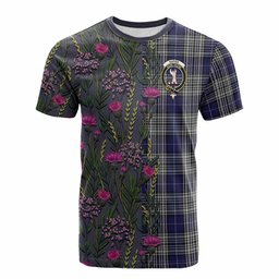 ScotsTee Shop Scottish Napier Family Crest Tartan T-shirt Scottish Thistle Flower Half Style