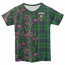 ScotsTee Shop Scottish Duncan Family Crest Tartan T-shirt Scottish Thistle Flower Half Style