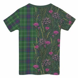 ScotsTee Shop Scottish Duncan Family Crest Tartan T-shirt Scottish Thistle Flower Half Style